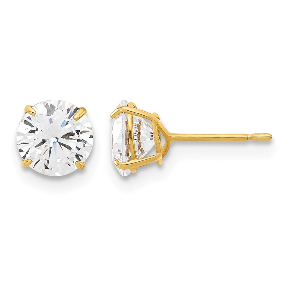 10K Polished 6mm CZ Stud Post Earrings