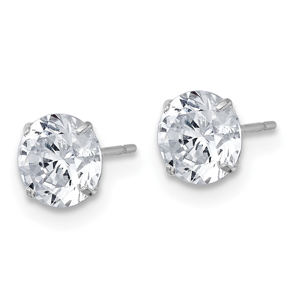 10k White Gold Polished 6mm CZ Round Post Earrings