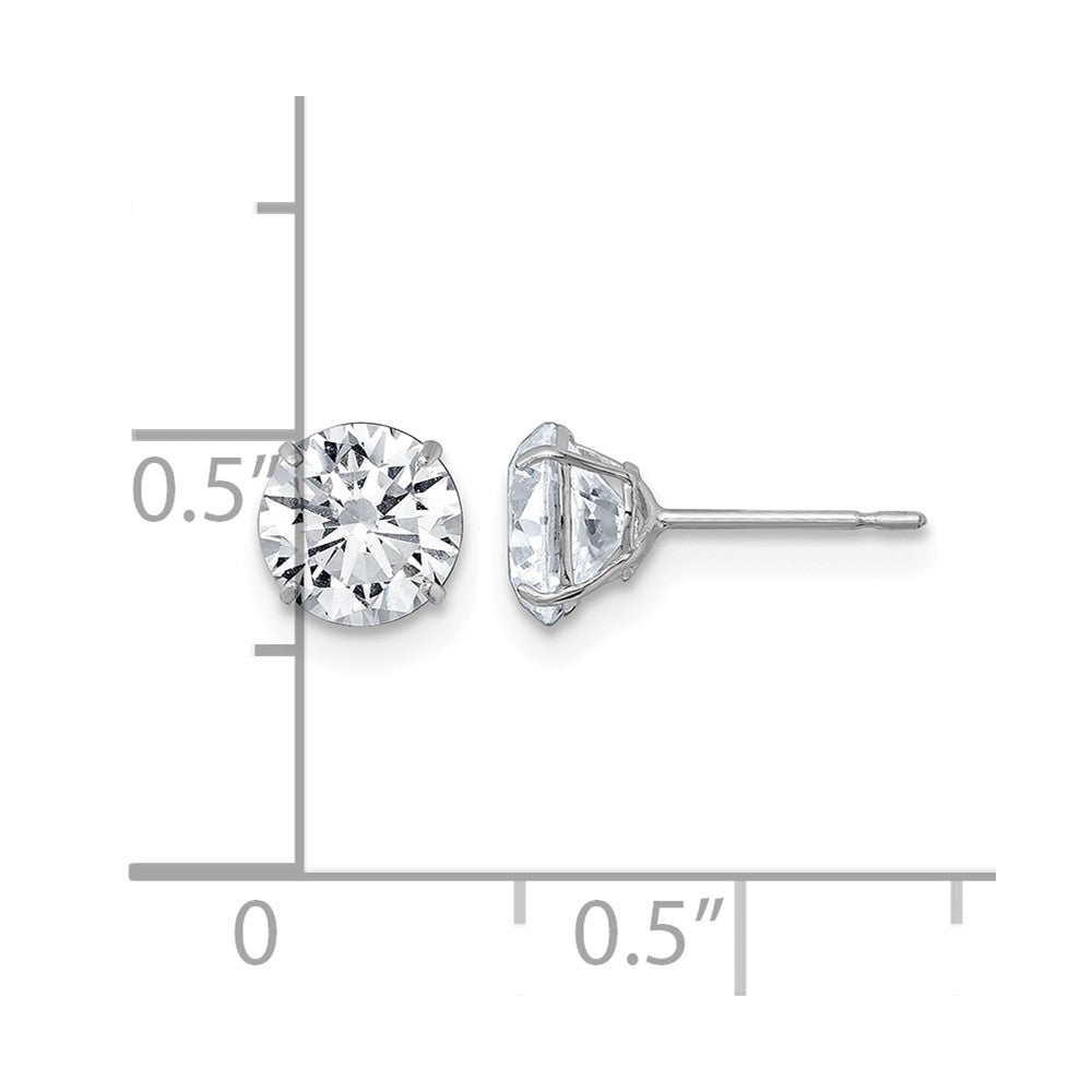 10k White Gold Polished 6mm CZ Round Post Earrings