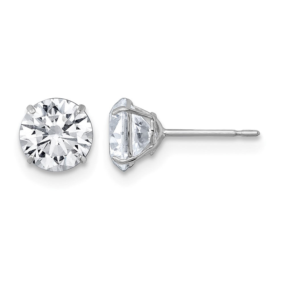 10k White Gold Polished 6mm CZ Round Post Earrings