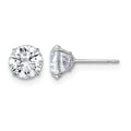 10k White Gold Polished 6mm CZ Round Post Earrings