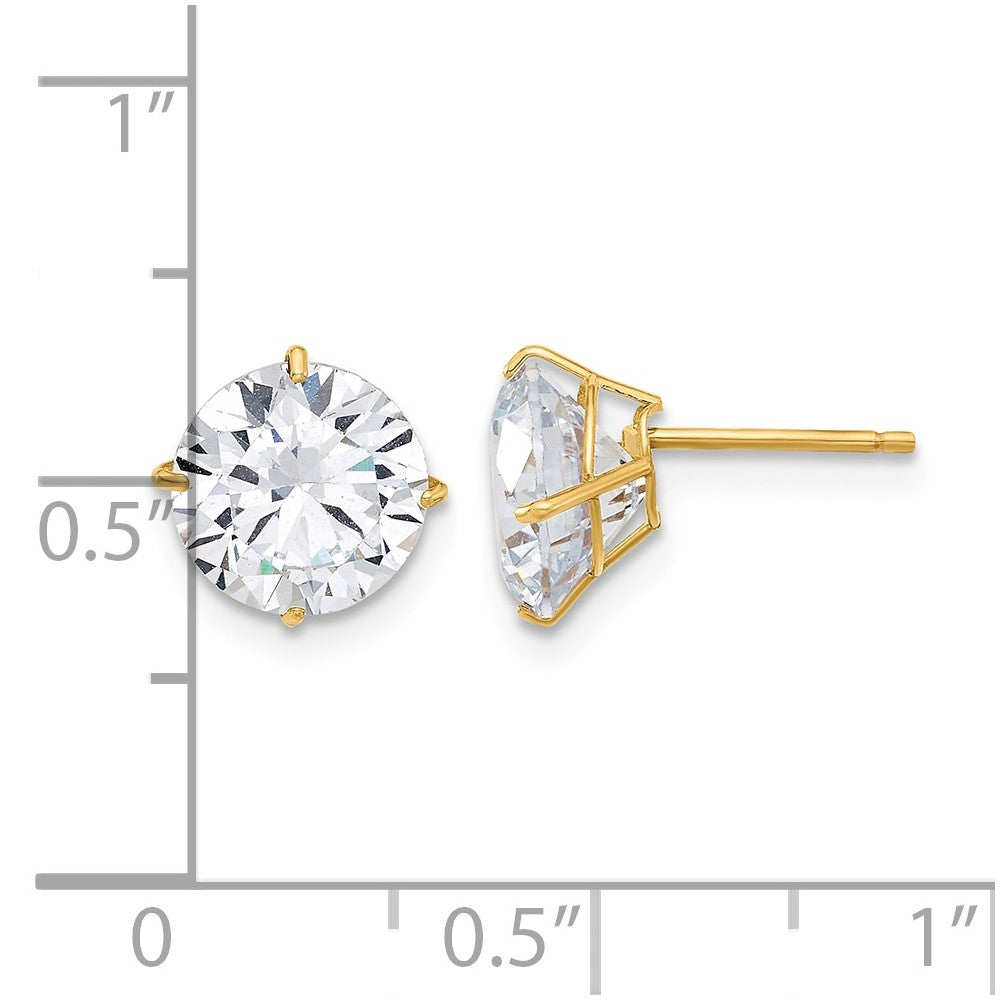 10K Polished 8mm CZ Stud Post Earrings