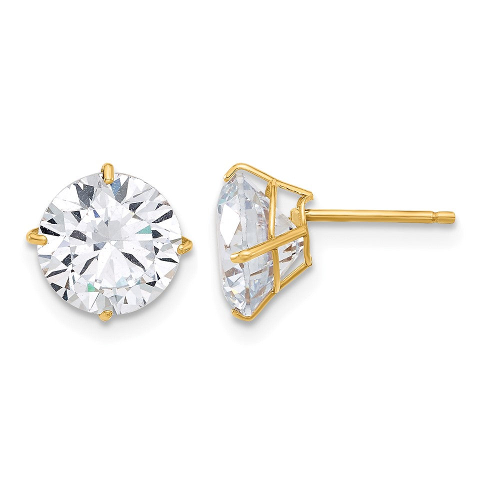 10K Polished 8mm CZ Stud Post Earrings