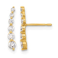 10K Polished Curved Bar CZ Post Earrings