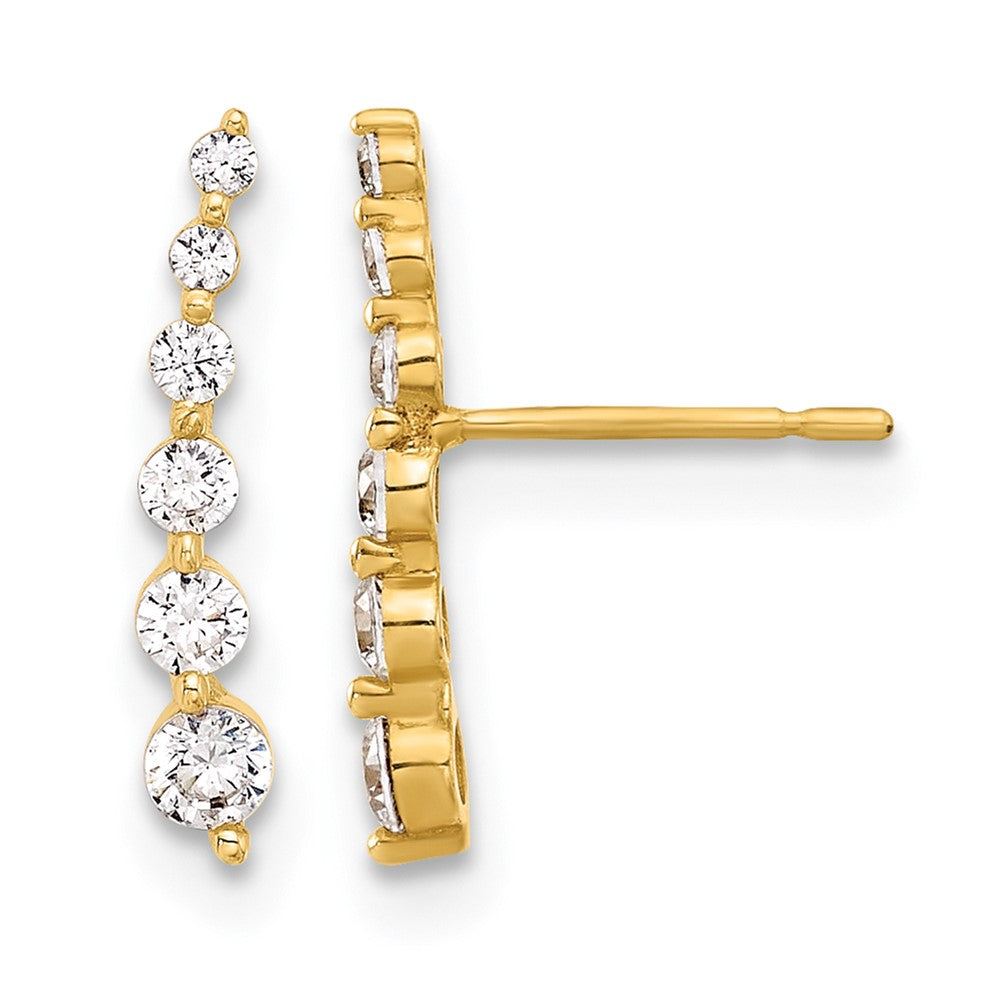 10K Polished Curved Bar CZ Post Earrings