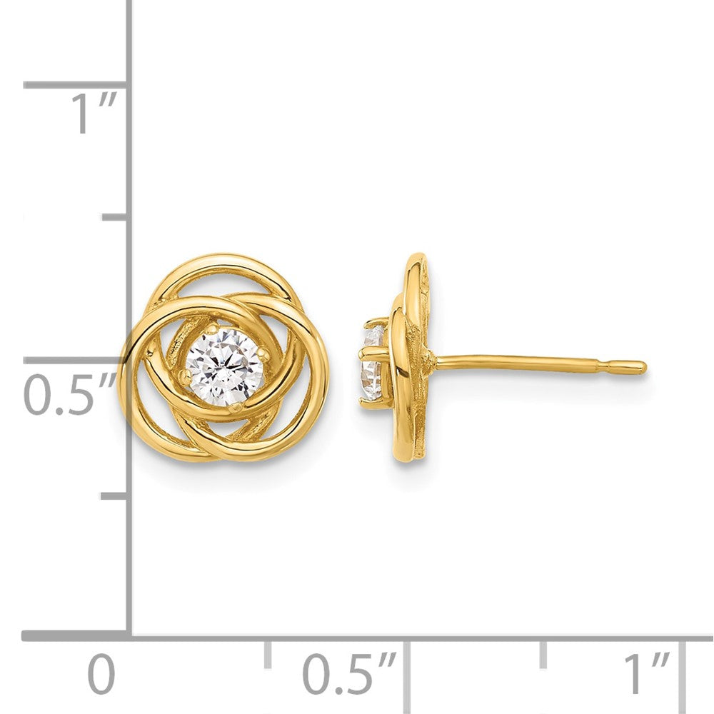 10K Polished Love Knot CZ Post Earrings