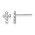 10K White Polished CZ Cross Post Earrings