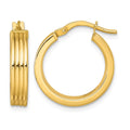 10K Polished and Grooved Hoop Earrings