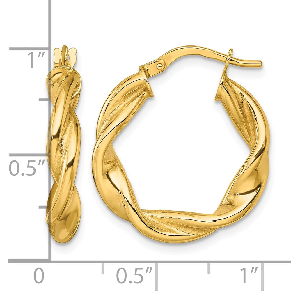 10K Polished Twist Hoop Earrings