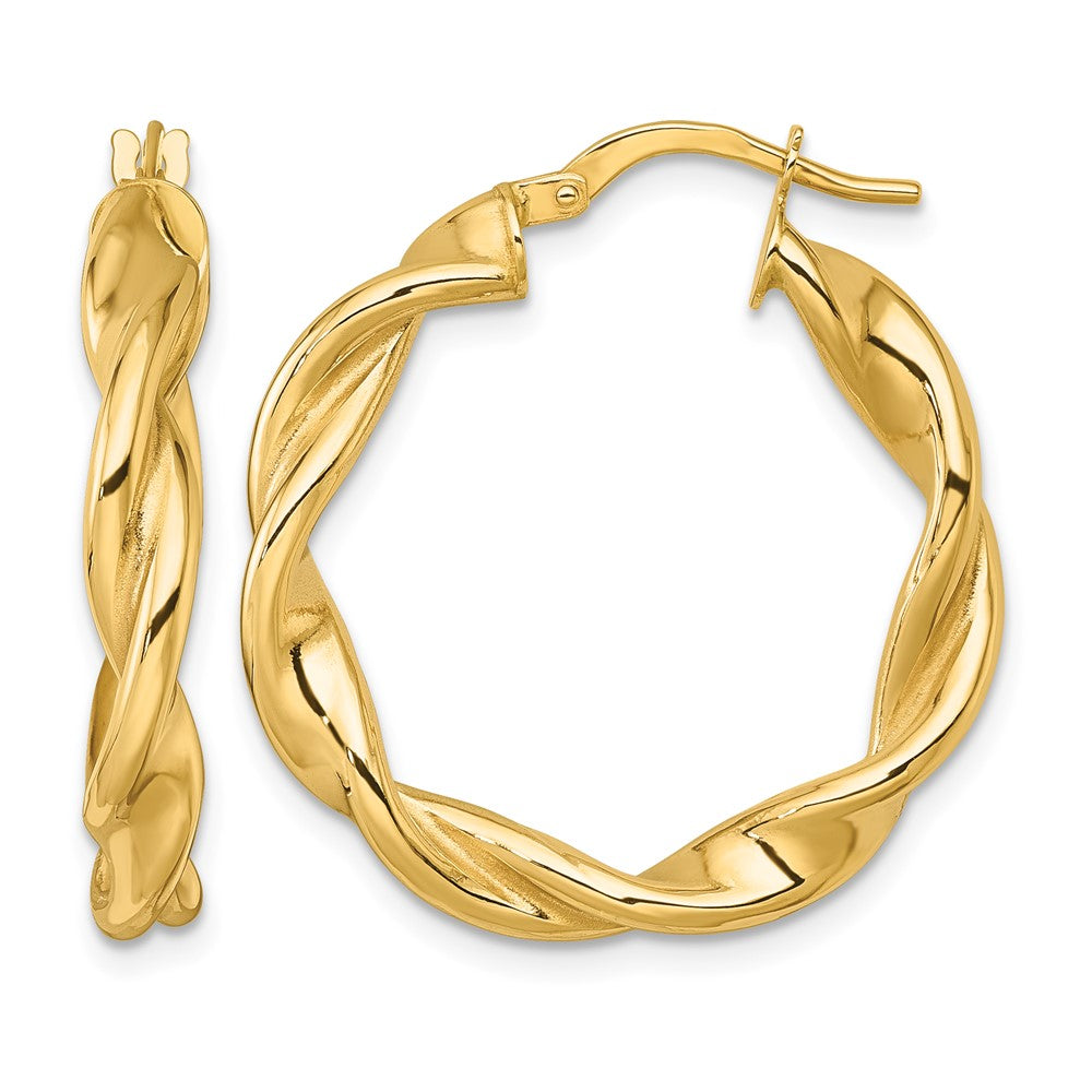 10K Polished Twist Hoop Earrings
