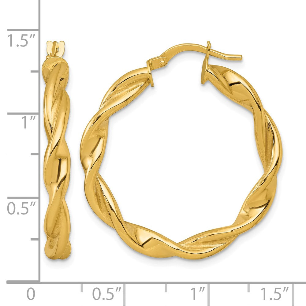 10K Polished Twist Hoop Earrings