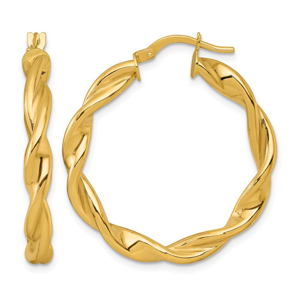 10K Polished Twist Hoop Earrings