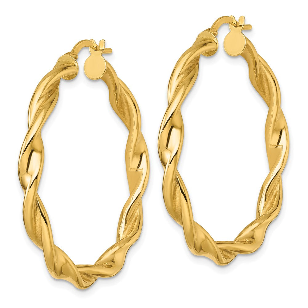 10K Polished Twist Hoop Earrings