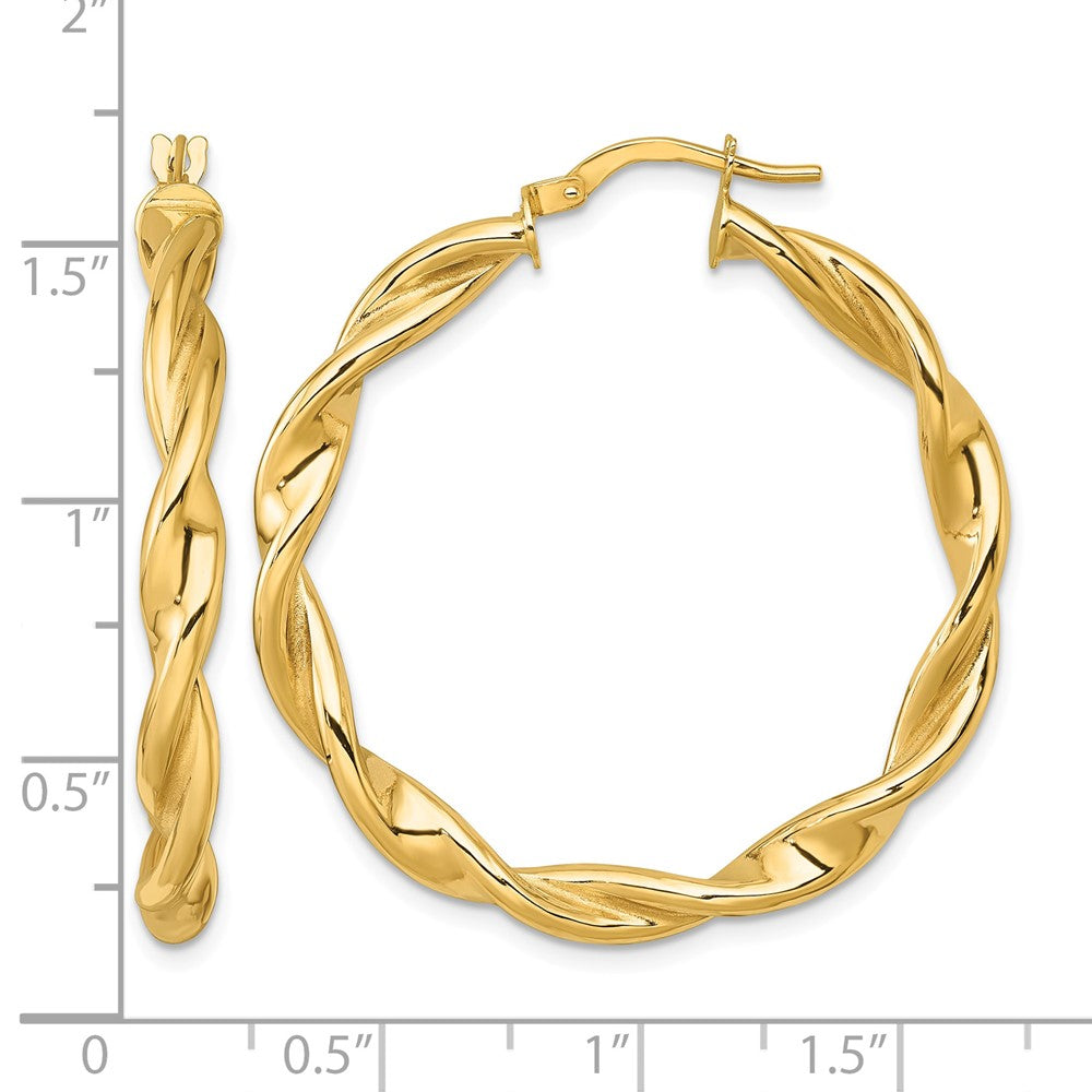 10K Polished Twist Hoop Earrings