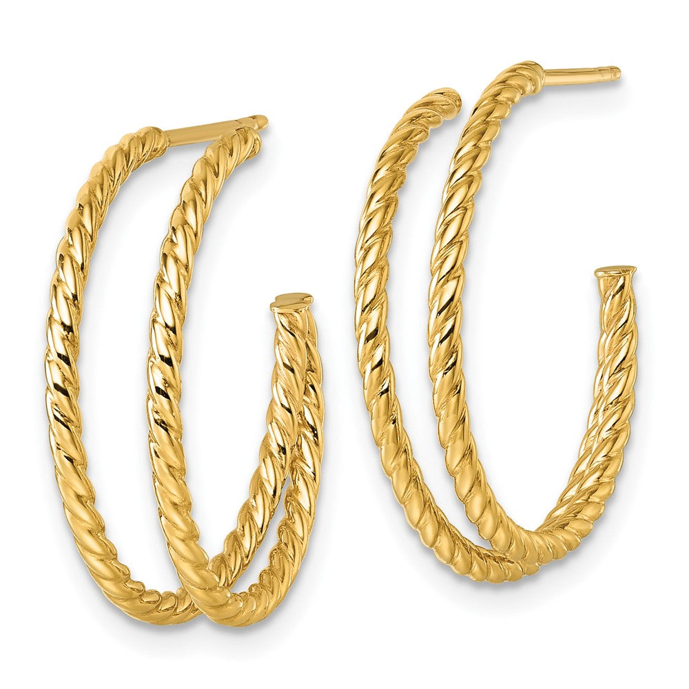 10K Polished and Twisted C-Hoop Post Earrings