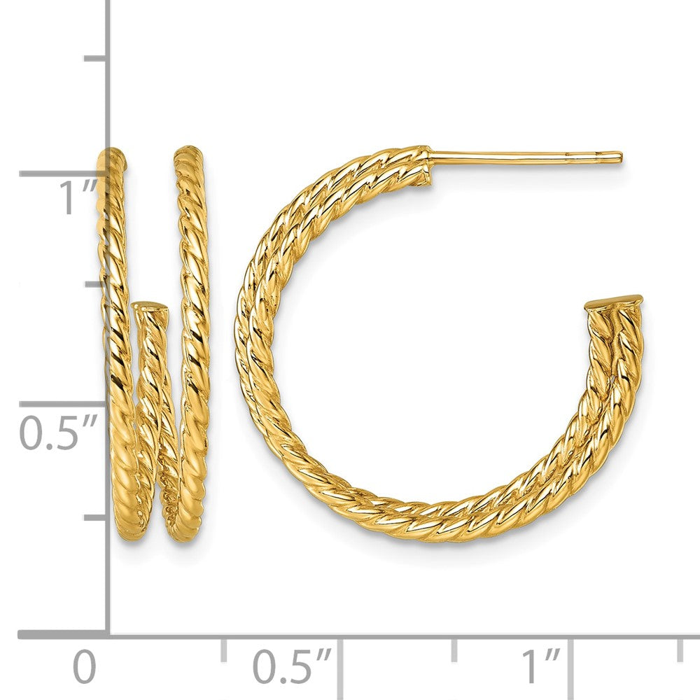 10K Polished and Twisted C-Hoop Post Earrings