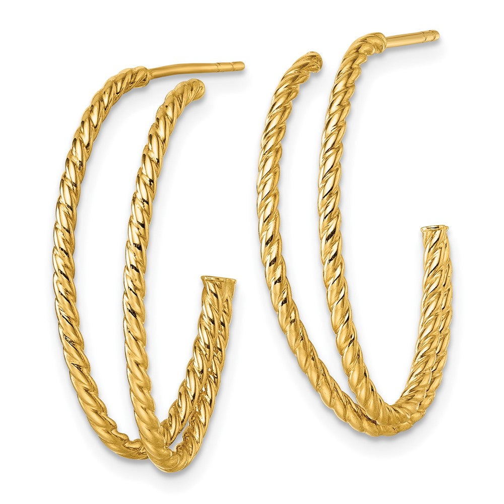 10k Polished Double Strand Twisted Hoop Post Earrings
