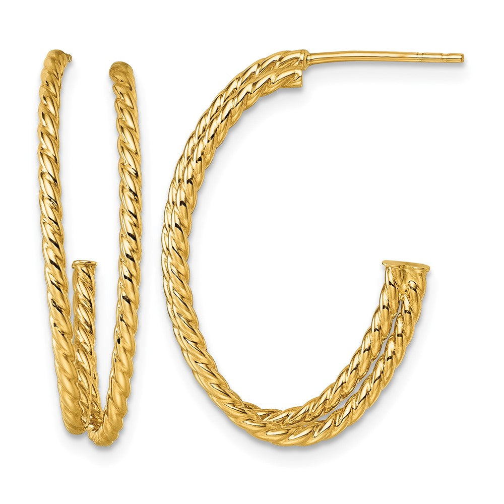 10k Polished Double Strand Twisted Hoop Post Earrings