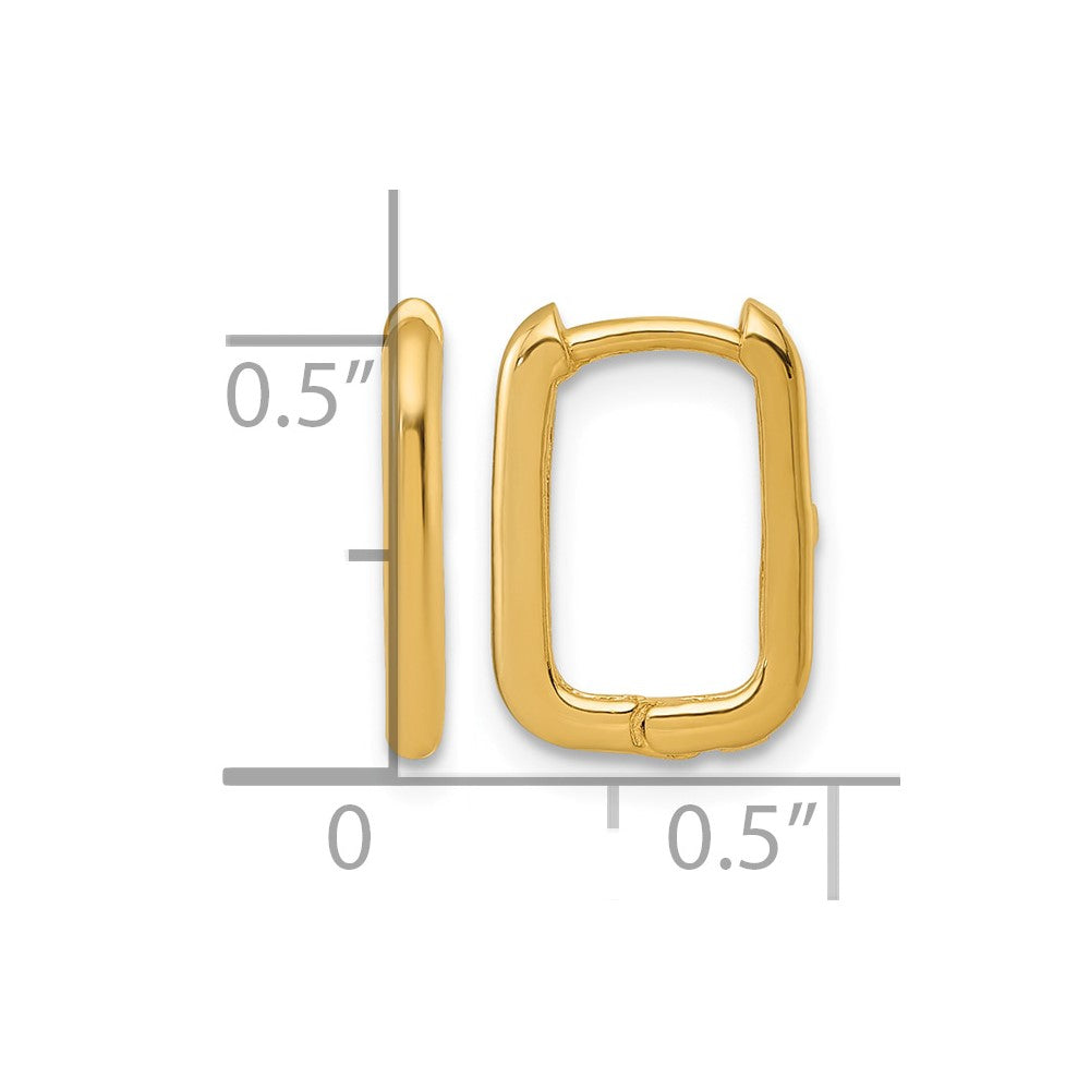 10k Polished Rectangle Hinged Hoop Earrings