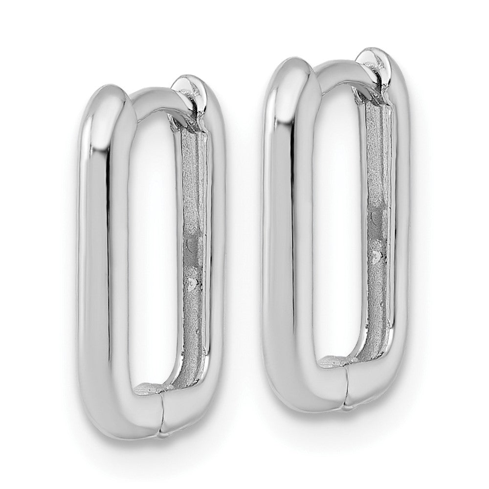 10k White Gold Polished Rectangle Hinged Hoop Earrings