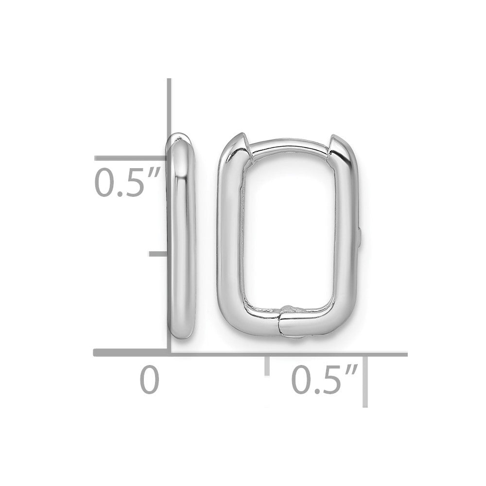 10k White Gold Polished Rectangle Hinged Hoop Earrings