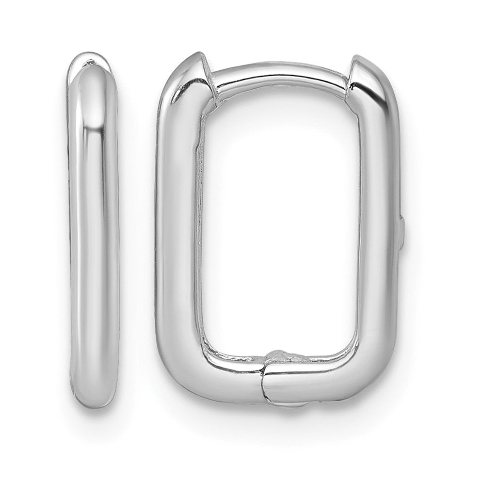 10k White Gold Polished Rectangle Hinged Hoop Earrings