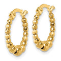 10k Polished Diamond-cut Beaded Hoop Earrings