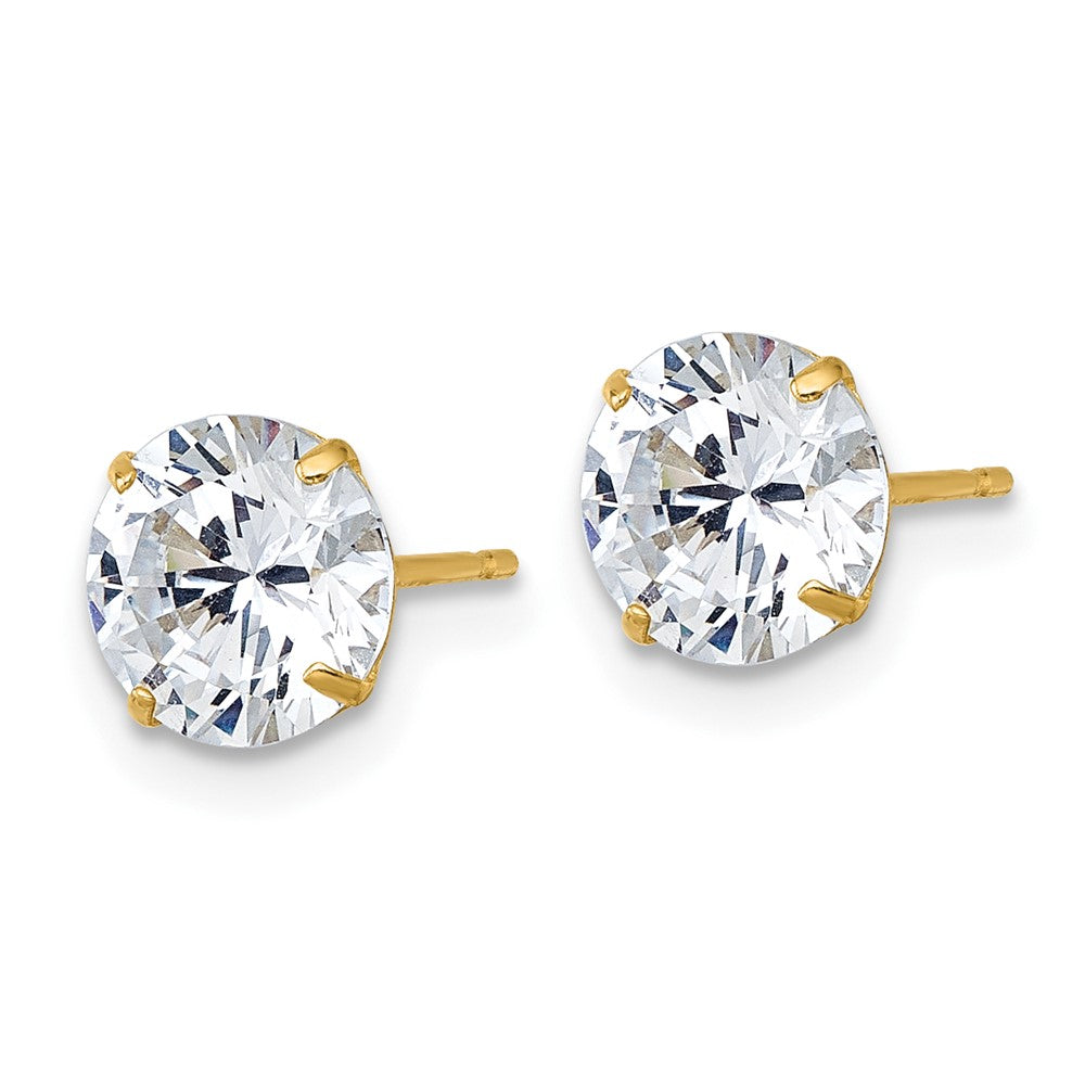 10k Polished 7mm CZ Round Post Earrings