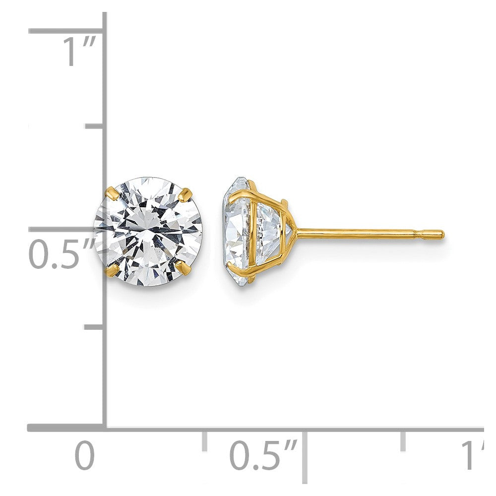 10k Polished 7mm CZ Round Post Earrings