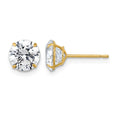 10k Polished 7mm CZ Round Post Earrings