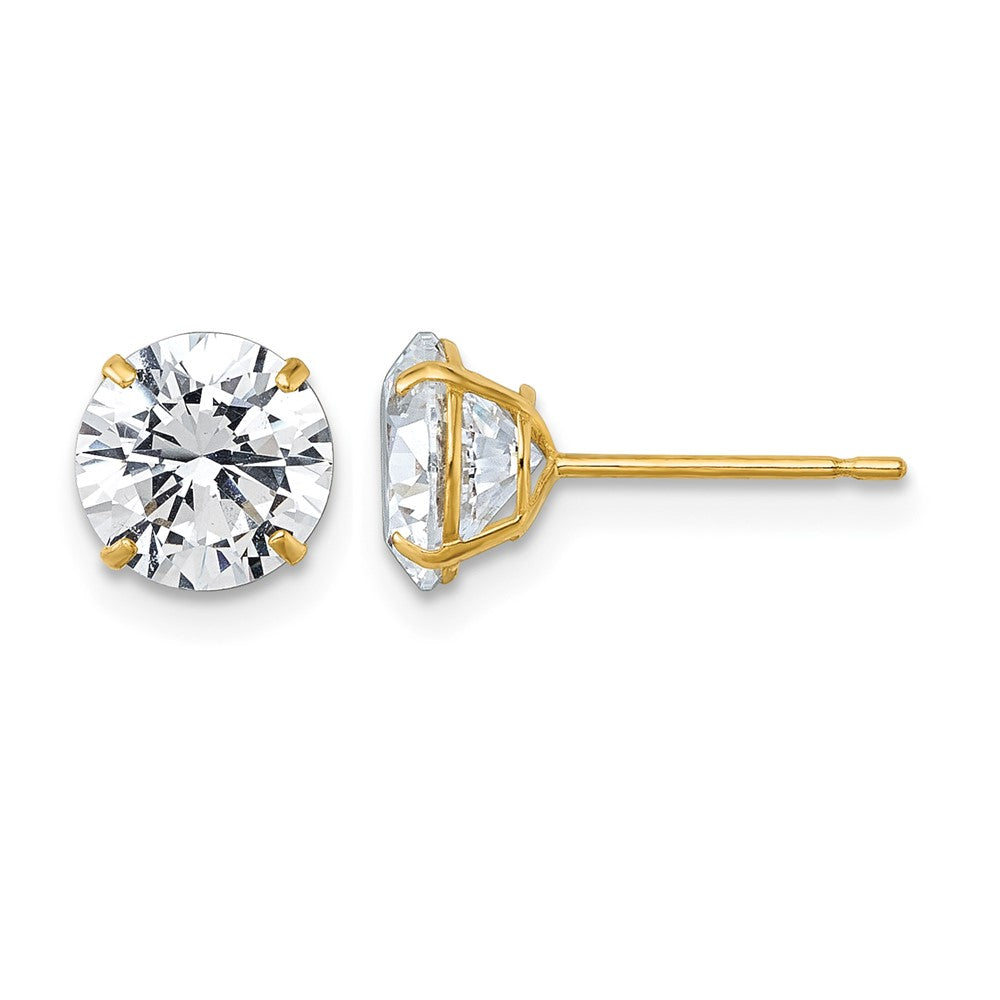 10k Polished 7mm CZ Round Post Earrings