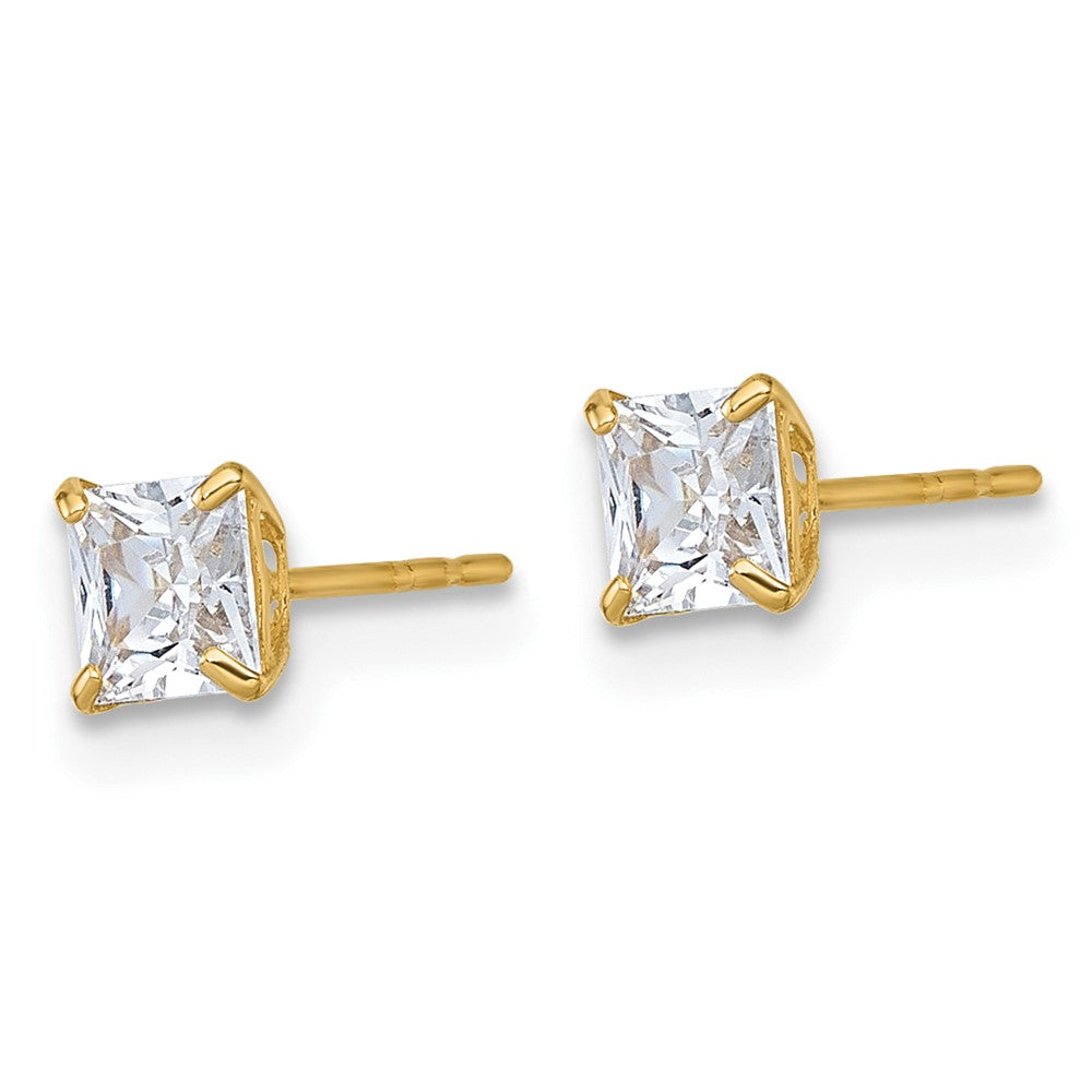 10k Polished 4mm CZ Square Post Earrings