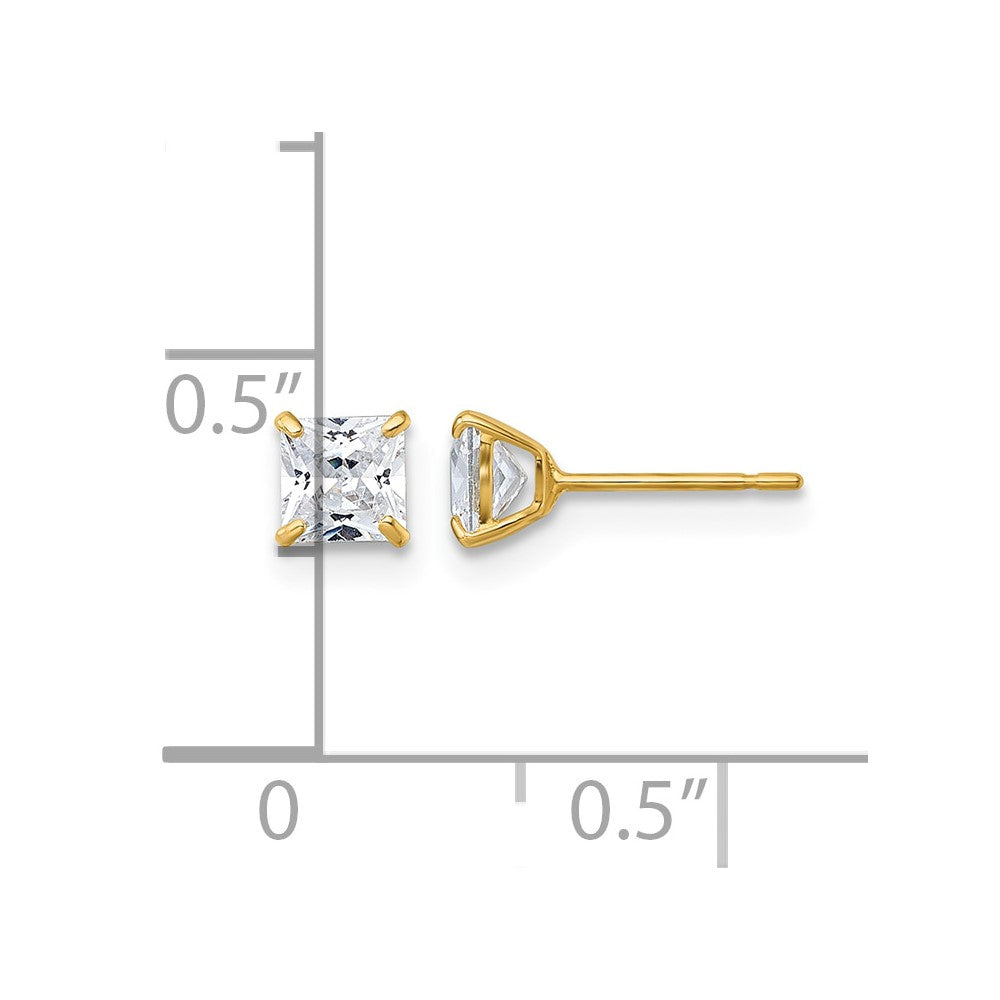10k Polished 4mm CZ Square Post Earrings