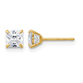 10k Polished 4mm CZ Square Post Earrings