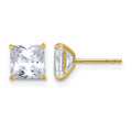 10k Polished 6mm CZ Square Post Earrings