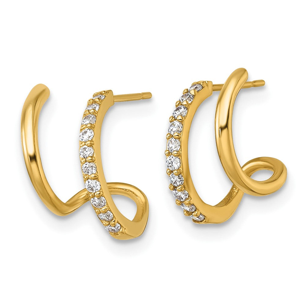 10k Polished CZ Fancy Post Earrings