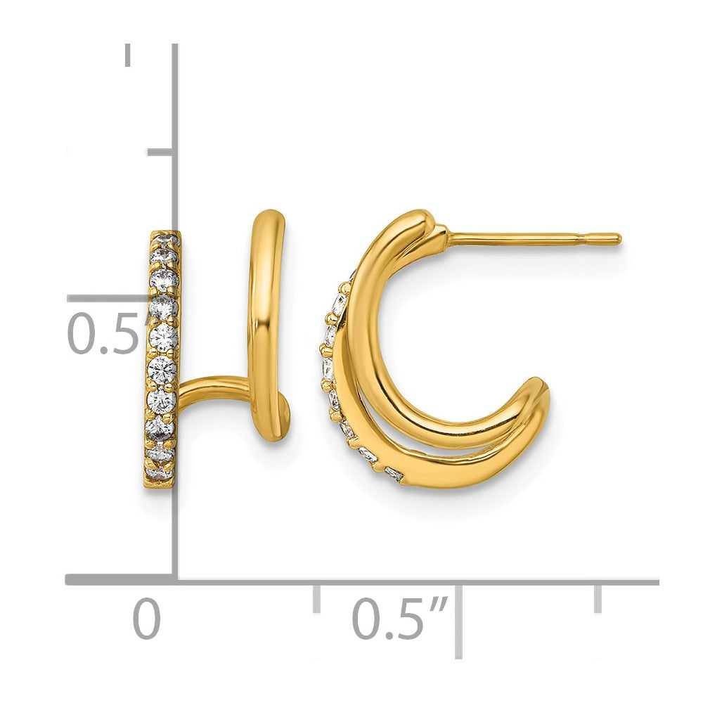 10k Polished CZ Fancy Post Earrings