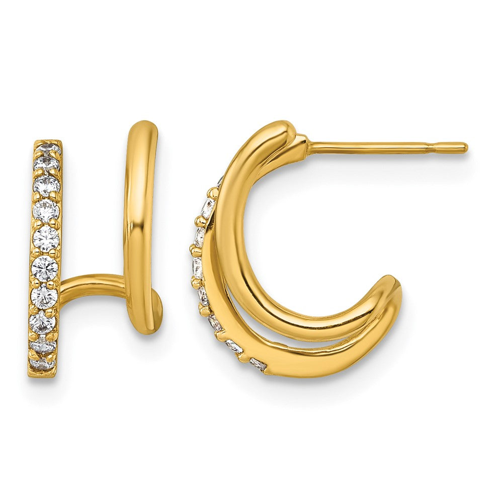 10k Polished CZ Fancy Post Earrings