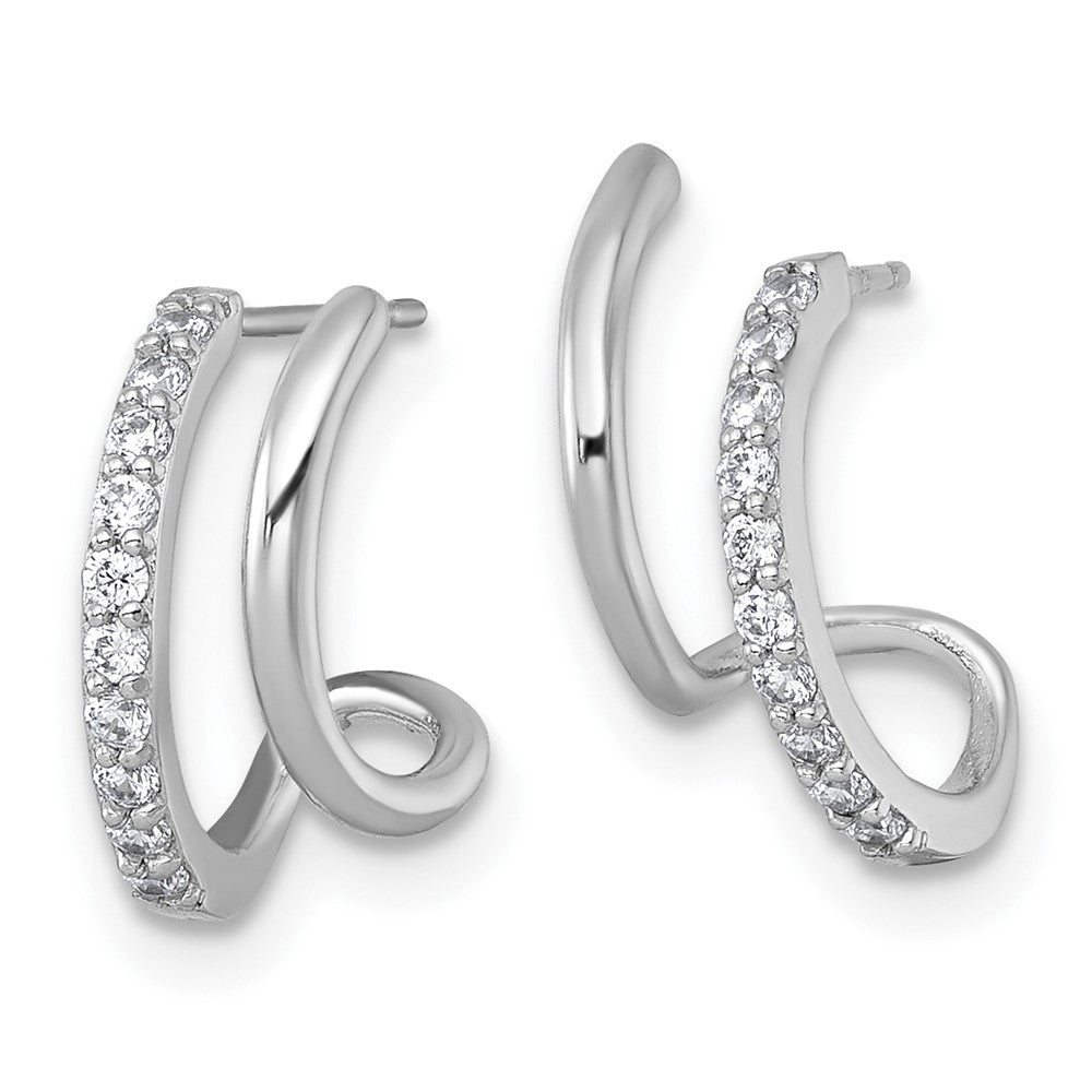 10k White Gold Polished CZ Fancy Post Earrings