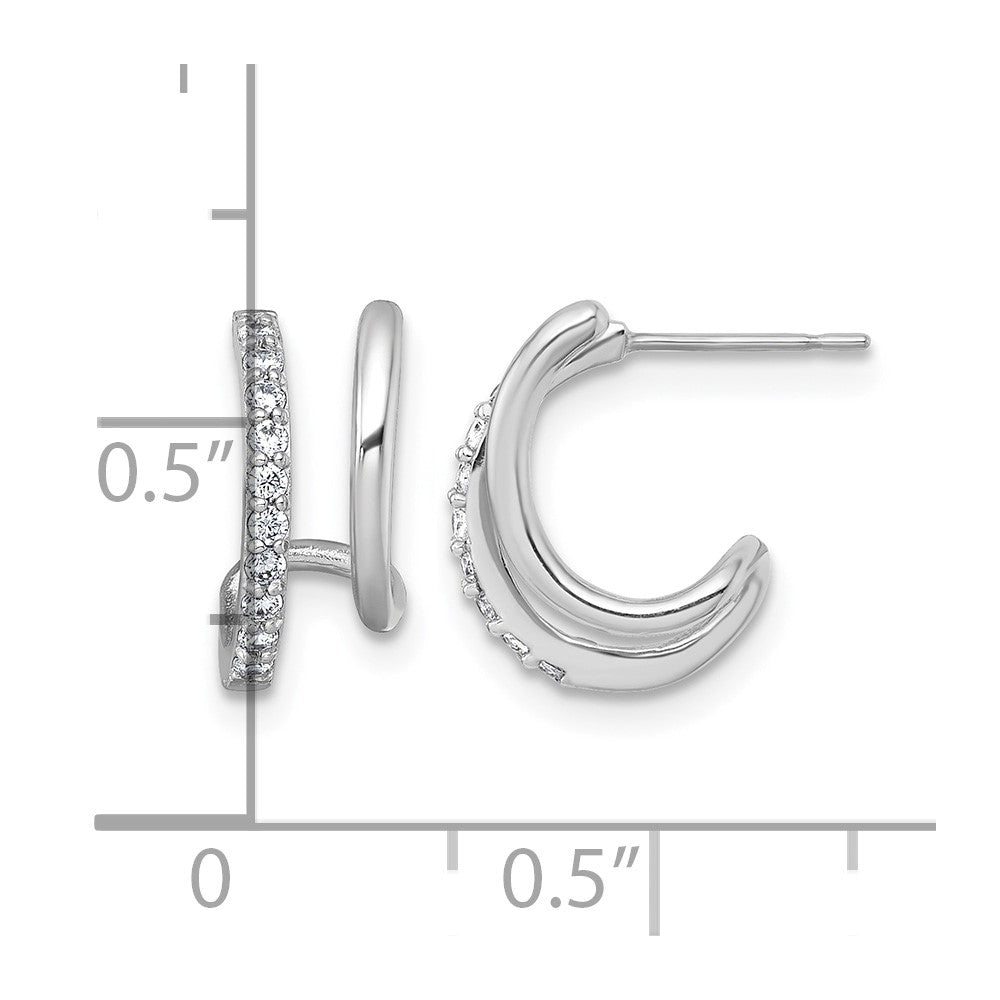 10k White Gold Polished CZ Fancy Post Earrings
