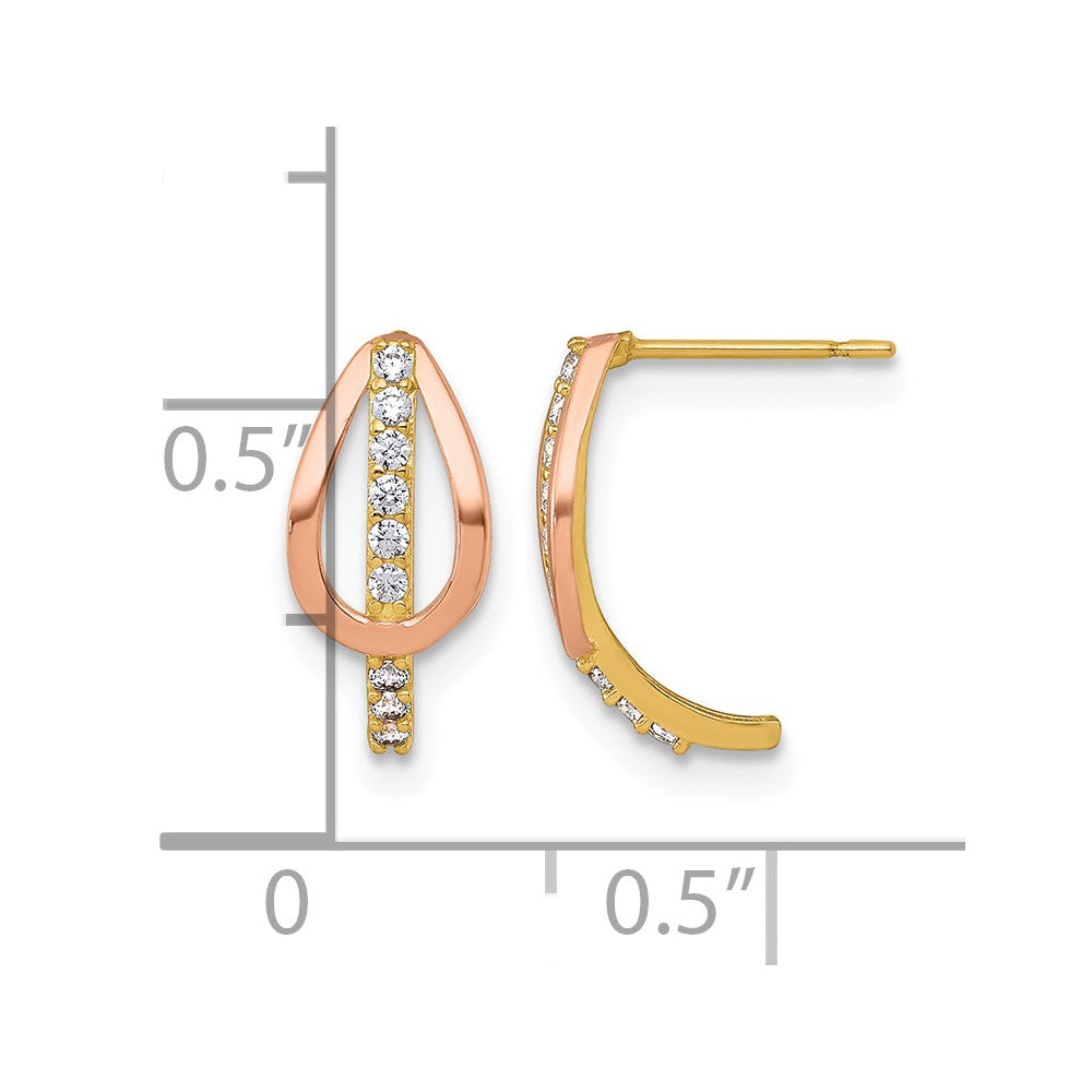10k w/Rose-plating Polished CZ Fancy Post Earrings