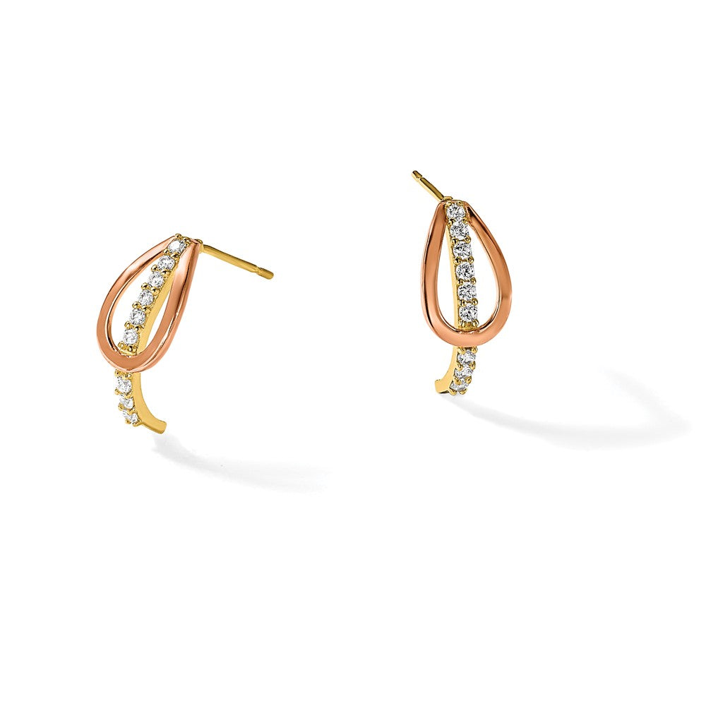 10k w/Rose-plating Polished CZ Fancy Post Earrings