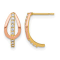10k w/Rose-plating Polished CZ Fancy Post Earrings