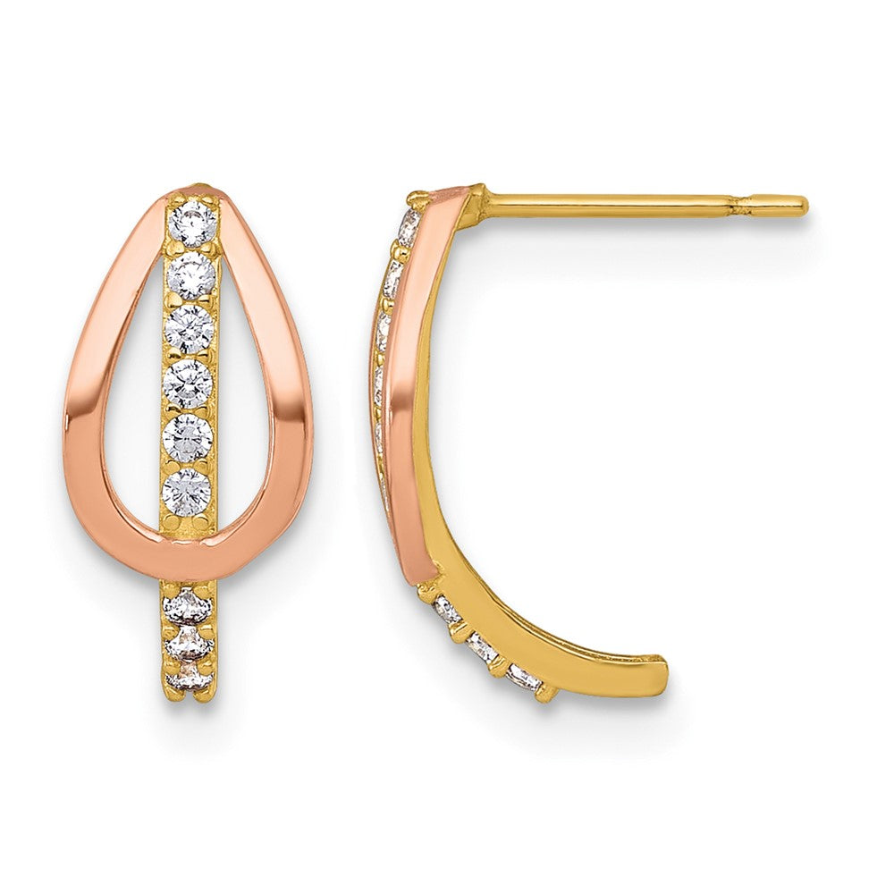 10k w/Rose-plating Polished CZ Fancy Post Earrings