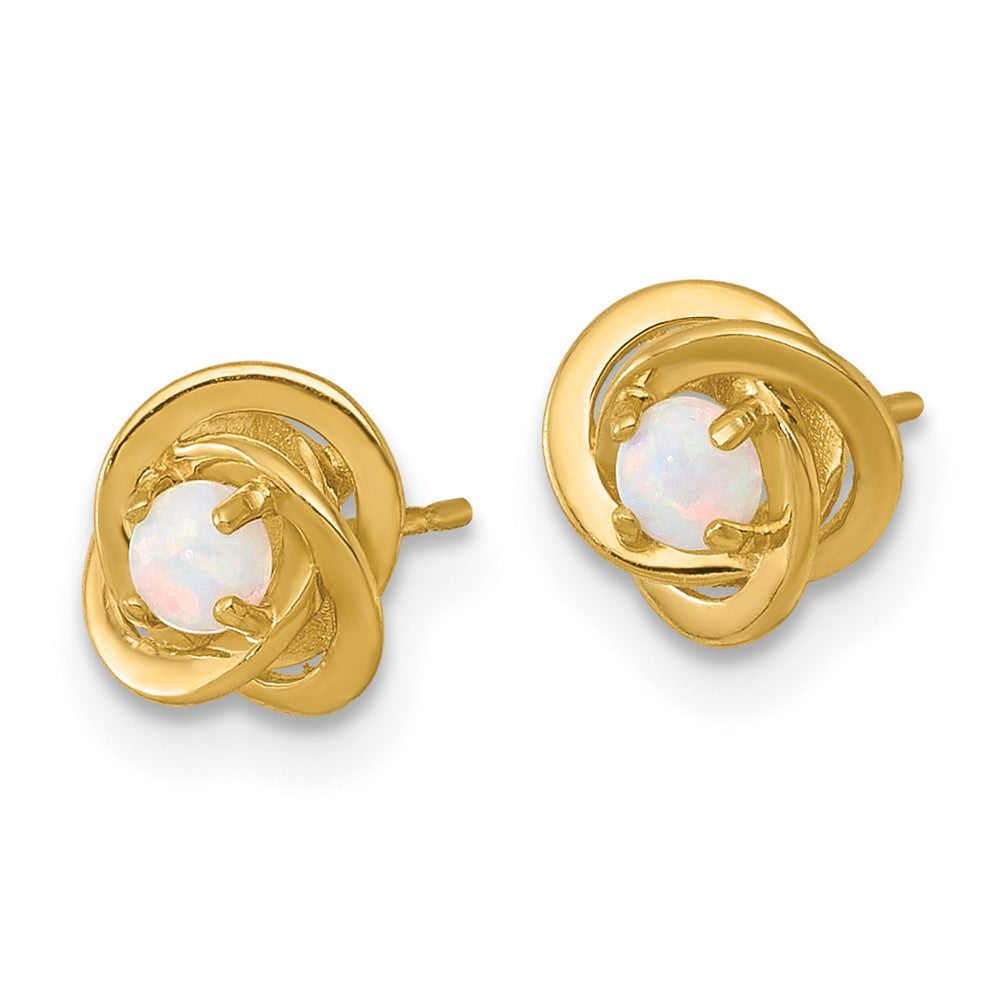 10k Polished Lab Created Opal Fancy Post Earrings