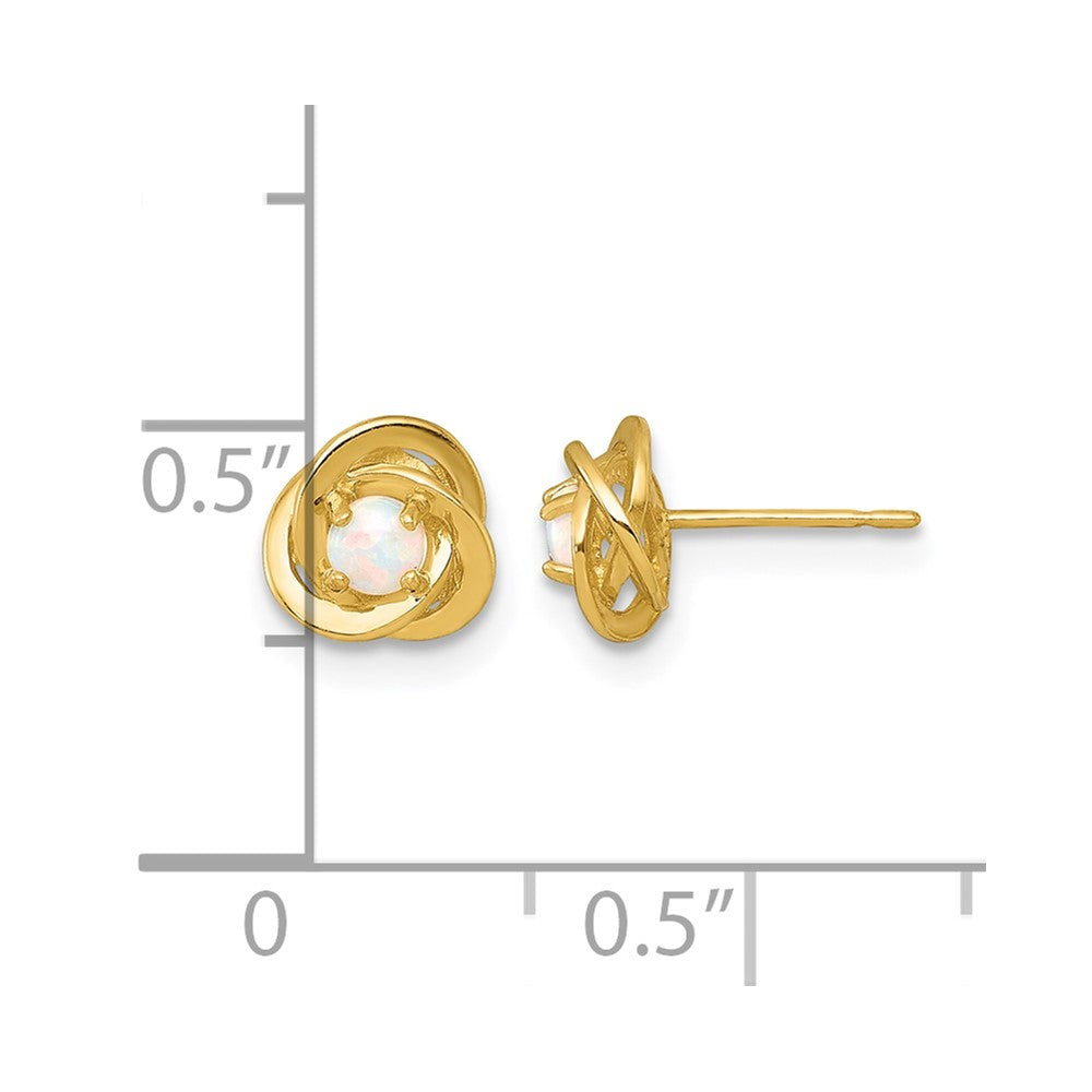 10k Polished Lab Created Opal Fancy Post Earrings