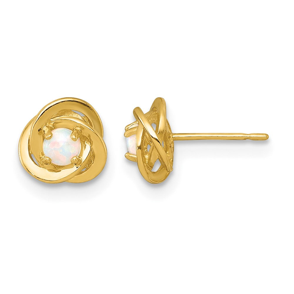 10k Polished Lab Created Opal Fancy Post Earrings