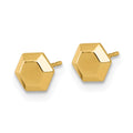 10k Polished Hexagon Post Earrings