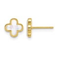 10k Polished Mother of Pearl Clover Post Earrings