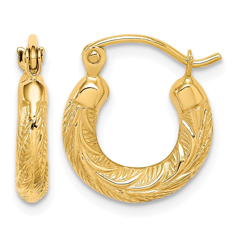 10k Fancy Small Hoop Earrings